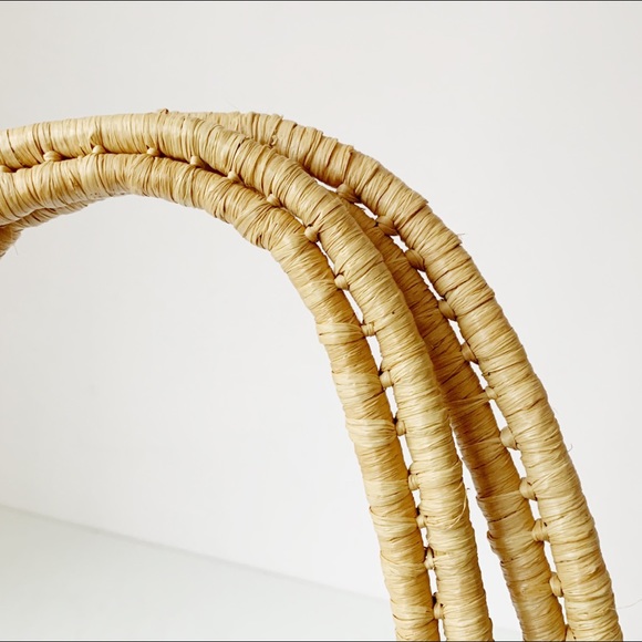 Handcrafted Floral Embroidered Rattan Tote - Picture 7 of 8